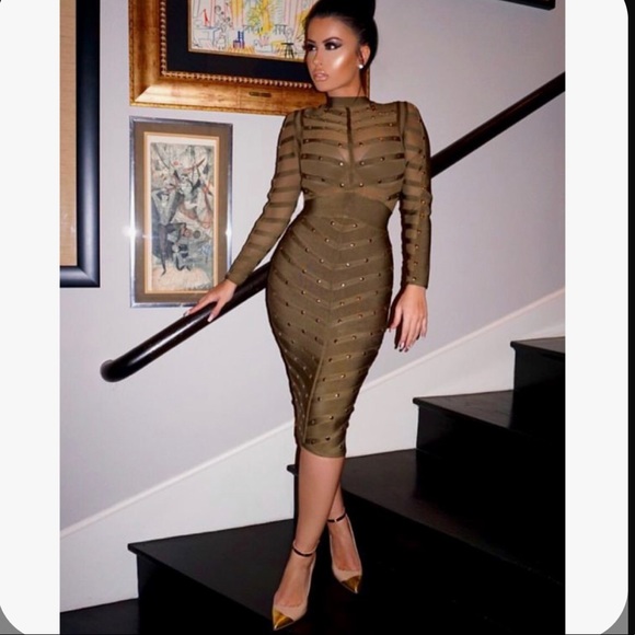 Bandage Nude Studded Bodycon Dress size small - Picture 2 of 7